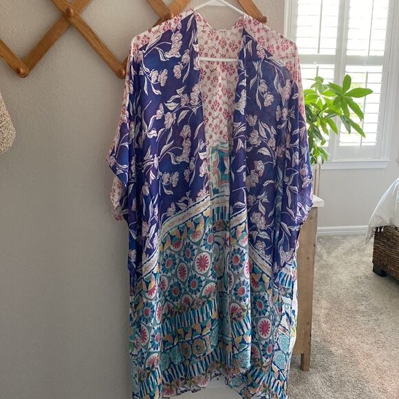 Styline Multi Print Boho Kimono NWT - Picture 5 of 8